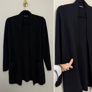 Eileen Fischer 100% Wool Classic Capsule Minimalist Black Long Sweater‎ Jacket M